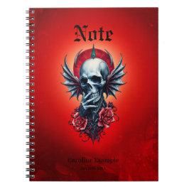 Imponerande, realistiskt skalle med vingar anteckningsbok