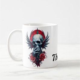 Imponerande, realistiskt skalle med vingar kaffemugg