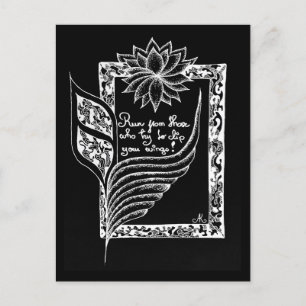 Imponerande röd flaggor illustrerad citat vykort