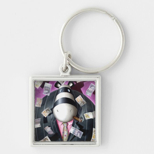 Impossimal© - "gilla chef Keychain Fyrkantig Silverfärgad Nyckelring (Framsidan)