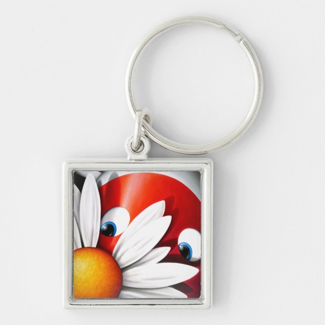 Impossimal© - "glöm mig inte" Keychain Fyrkantig Silverfärgad Nyckelring (Framsidan)