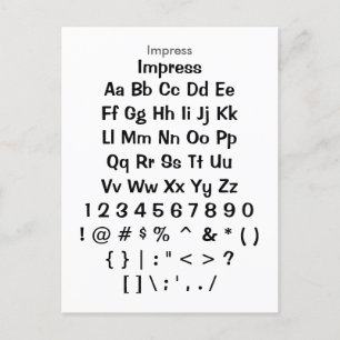 Impress - Zazzle Font Sampler Lakan Vykort