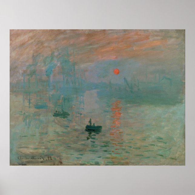 Impression, Soleil Levant av Claude Monet 1872 Poster (Framsidan)