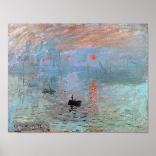 Impression, Sunrise, Claude Monet, 1872 Poster (Framsidan)