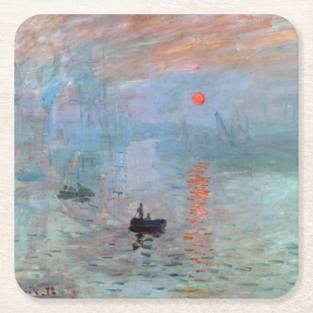 Impression, Sunrise, Claude Monet, 1872 Underlägg Papper Kvadrat (Framsidan)
