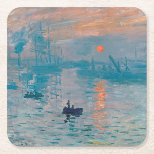 Impression Sunrise claude monet impressionist Underlägg Papper Kvadrat