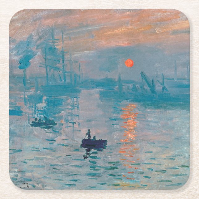 Impression Sunrise claude monet impressionist Underlägg Papper Kvadrat (Framsidan)