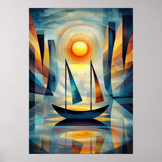 Impression Sunrise - Kubistiskt mästerverk inspire Poster (Framsidan)