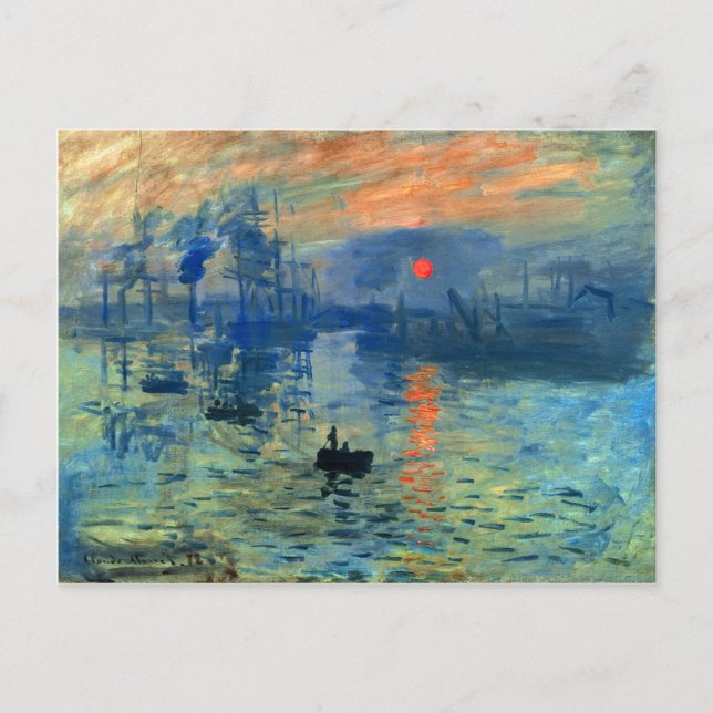 Impression Sunrise, Soleil Levant, Claude Monet Vykort (Framsida)