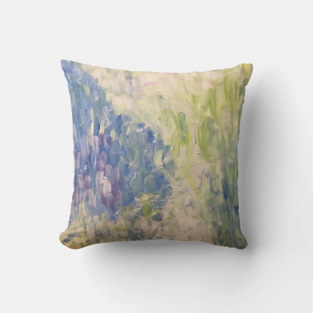 Impressionism Brush Stroke Vatten Lily Pond Pillow Kudde (Framsida)
