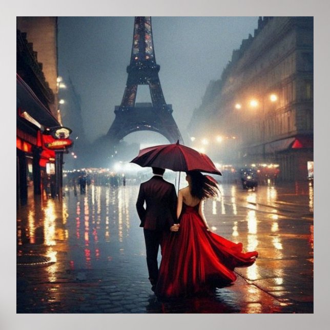 Impressionism Frankrike Eiffel Torn och par Poster (Framsidan)