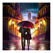 Impressionism Frankrike ett par som går i regnet