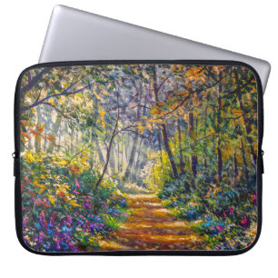 Impressionism Väg: Sunny Forest Watercolor Laptop Fodral