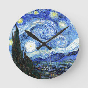Impressionism Van Gogh Starry Natt Wall Clock Rund Klocka