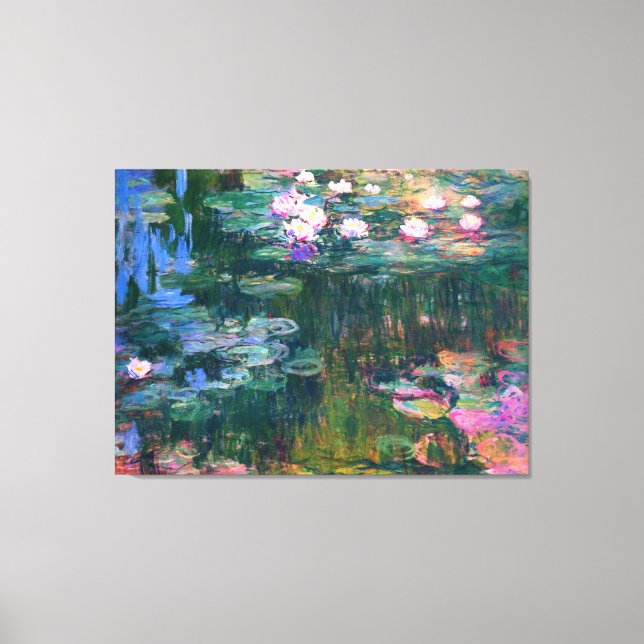 Impressionism Vatten Lilies färglös målning Canvastryck (Framsida)
