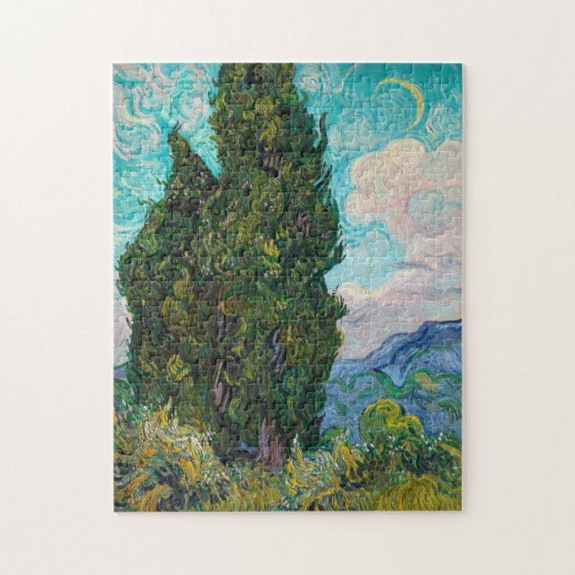 Impressionism Vincent Van Gogh Cypresses Painting Pussel (Vertikal)