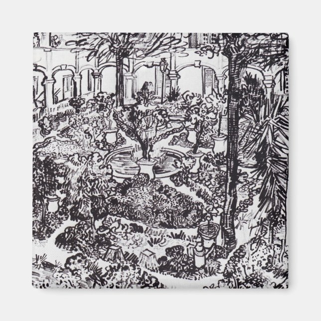 Impressionism Vincent Van Gogh Garten des Hospital Magnet (Framsidan)