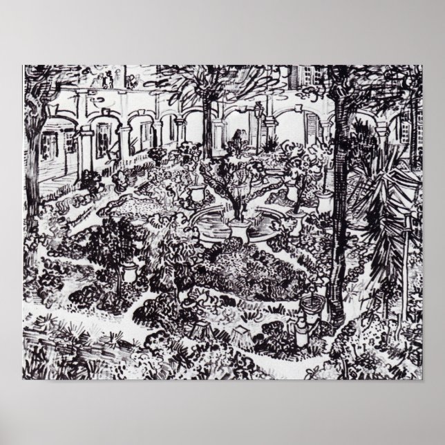 Impressionism Vincent Van Gogh Garten des Hospital Poster (Framsidan)