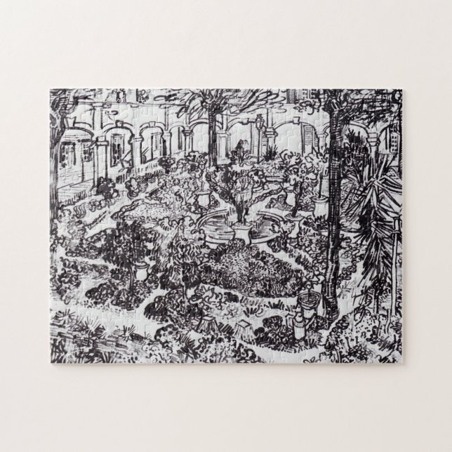 Impressionism Vincent Van Gogh Garten des Hospital Pussel (Horisontell)