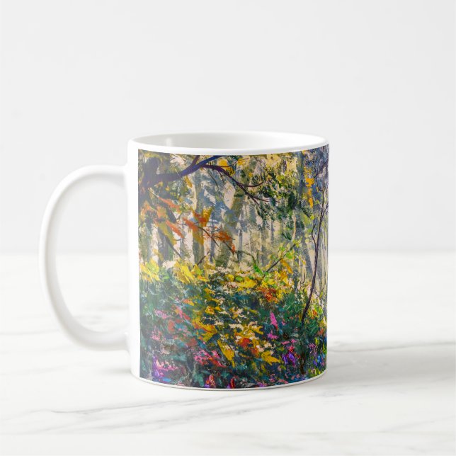 Impressionismstig: Solig skog akvarell Kaffemugg (Vänster)