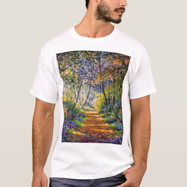 Impressionismstig: Solig skog akvarell T Shirt (Framsida)