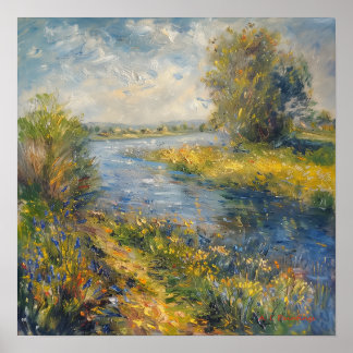 Impressionist A I målning Springtime by River Poster