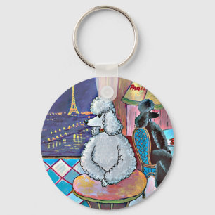 Impressionist Art Pudel Cafe Keychain Nyckelring