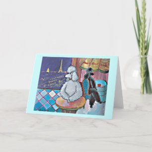 Impressionist Art Pudel Paris Cafe Card Kort