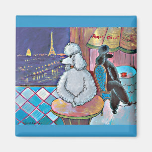 Impressionist Art Pudel Paris Cafe Magnet