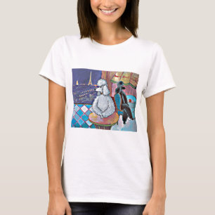 Impressionist Art Pudel Paris Cafe Tee Shirt