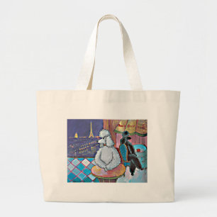 Impressionist Art Pudel Paris Cafe Tote Bag Jumbo Tygkasse
