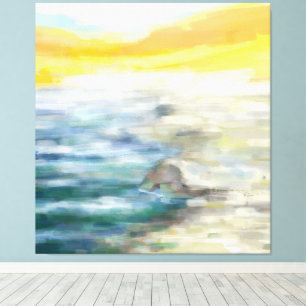 Impressionist Beach liggande Canvastryck