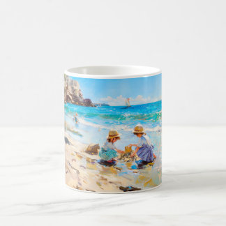 Impressionist Beach Play – Children by the Sea Art Kaffemugg