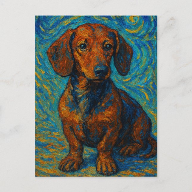 Impressionist Dachshund Vykort (Framsida)