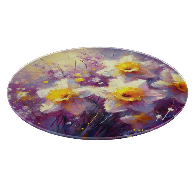 Impressionist Daffodil Blommigt Lila Gult (Hörn)