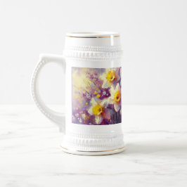 Impressionist Daffodil Blommigt Lila Gult Sejdel