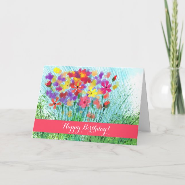 Impressionist Flowers Anpassningsbar Birthday Card Kort (Framsida)
