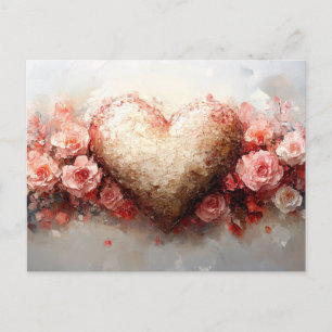 Impressionist Heart & Flowers Valentine Vykort