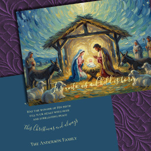 Impressionist Painting Ntivity Scene Helgkort