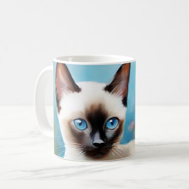 Impressionist Painting Siamese Kitten Kaffemugg (Framsida vänster)