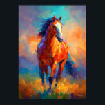 Impressionist Running Horse Colorful Animal Poster<br><div class="desc">A vibrant impressionist painting of a powerful horse captured in motion with expressive brush strokes and radiant colors. This dynamic animal artwork celebrates the beauty, freedom and strength of the horse.</div>