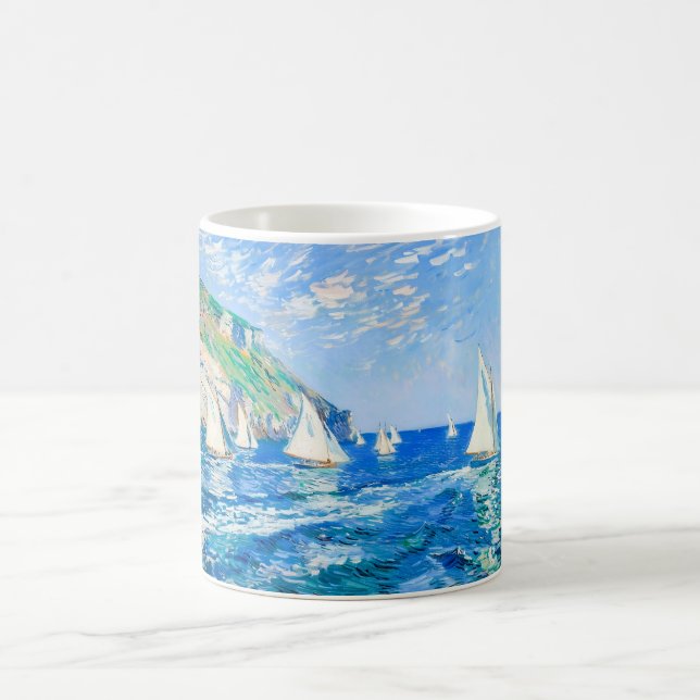 Impressionist Sailboat at the Cliffs – Ocean Art Kaffemugg (Center)