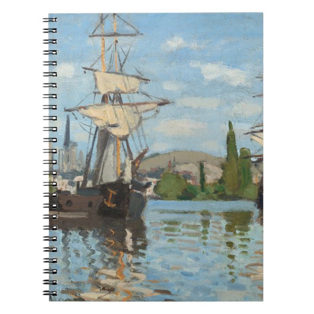 Impressionist Sailing Frakt Spiral Notebook Anteckningsbok (Framsidan)