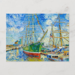 Impressionist Tall Ship in Hamburg Harbor with Ref Vykort