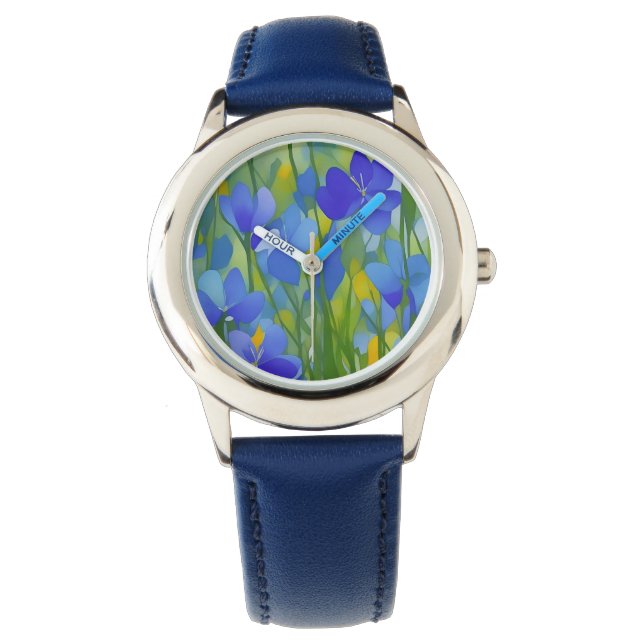 Impressionist Texas Bluebonnets Armbandsur (Framsida)