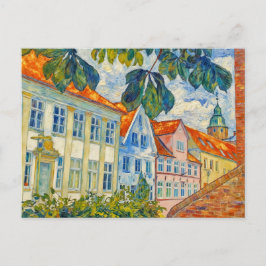 Impressionist Town Scene in Glueckstadt with Histo Vykort
