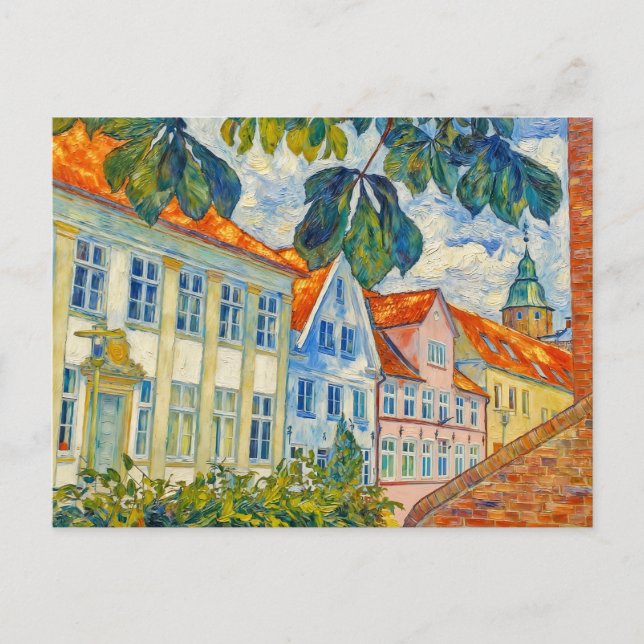 Impressionist Town Scene in Glueckstadt with Histo Vykort (Framsida)