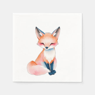 Impressionist Watercolor Fox med svamp Pappersservett