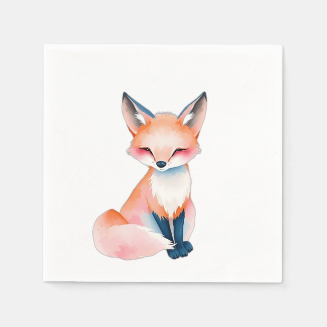 Impressionist Watercolor Fox med svamp Pappersservett (Framsidan)