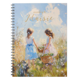 Impressionist Wildbloms Meadow Girls Anteckningsbok
